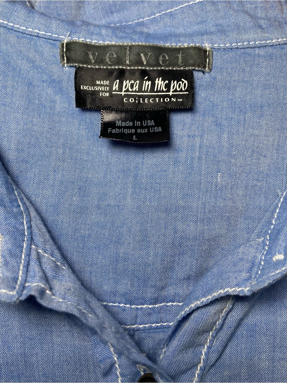Velvet x A Pea In The Pod Blue Linen Blend Coastal Grandma Tunic Dress L - Picture 3 of 5